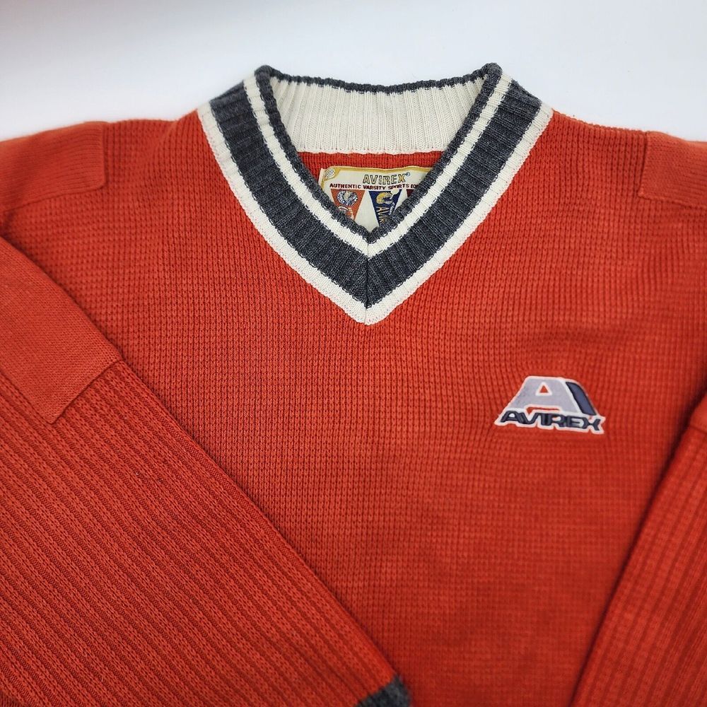 VTG Vintage Avirex‎ Crewneck USA  Sweater Size Men's XL Orange Rare